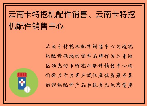 云南卡特挖机配件销售、云南卡特挖机配件销售中心
