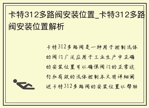 卡特312多路阀安装位置_卡特312多路阀安装位置解析