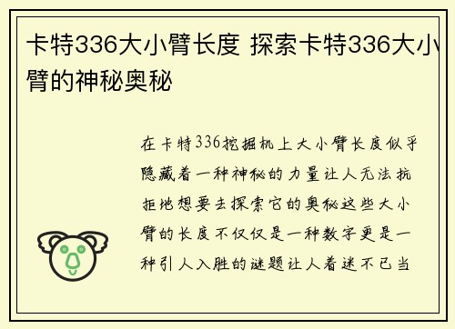 卡特336大小臂长度 探索卡特336大小臂的神秘奥秘
