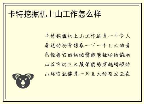 卡特挖掘机上山工作怎么样